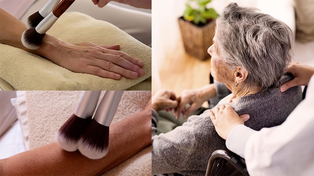 massage au pinceau sur main